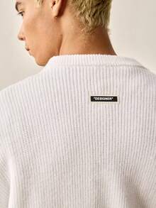 SWAVVY Jersey de punto de cuello redondo de manga larga casual para hombre, otoño/invierno - Blanco - Ver 3