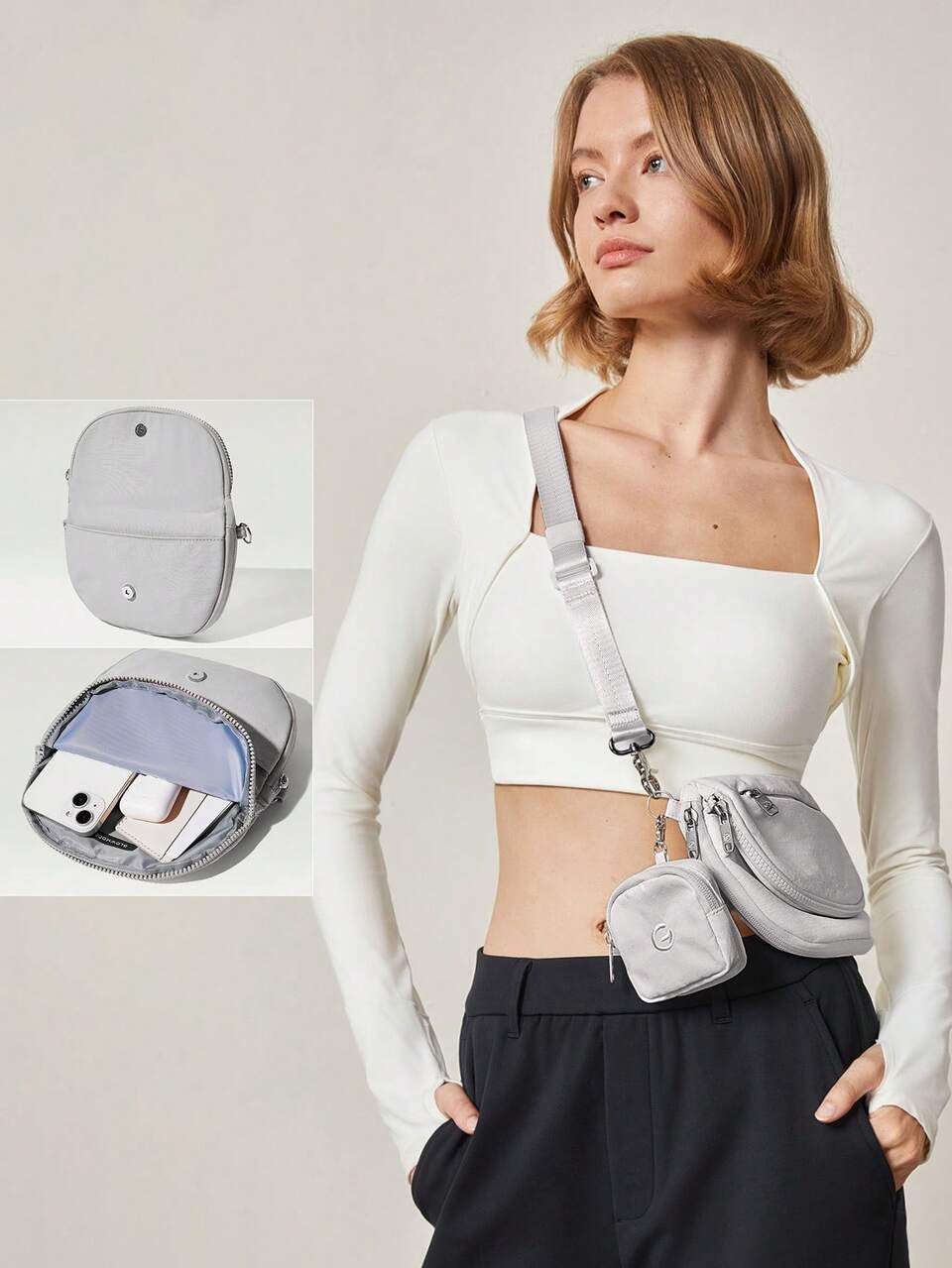 1.5L Commute Shoulder Strap Bag With Clippable Nano Pouch
