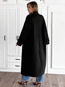 EURMUSE 女士纯色优雅纽扣前羊毛大衣