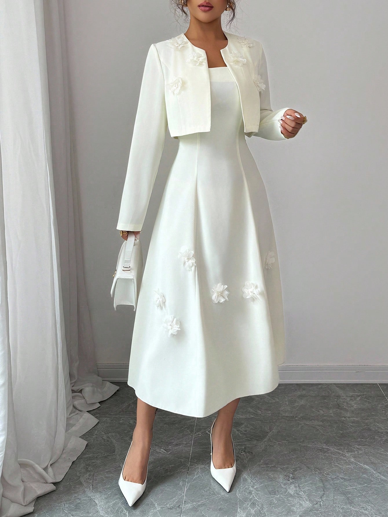 Modelyn طقم مكون من 2 قطعة جاكيت قصير للمرأة بدون...