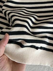 SHEIN LMoss Kids 2 Pieces Set For Young Boys And Young Girls, Casual Sportswear, Gentleman College, Japanese And Korean Basic Style, Simple Stand-Up Collar, Half-Open Cardigan, Black And White Striped Sweater, White Woolen Pants Suit Boys Clothes Boys Outfit Sets Back To School Clothes,In Fall/Winter