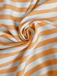 SHEIN Frenchy Plus Size Women Casual Striped Batwing Sleeve Loose Vacation Dress, Summer, Holiday Outfits For Women - Orange - View 7