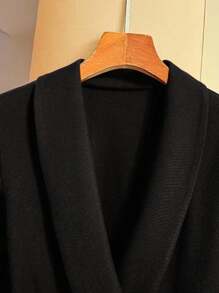 GlowEve Solid Color Shawl Neck Belted Elegant Women's Lightweight Blazer Fall Cloth For Women