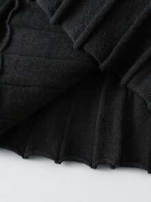 SHEIN Playful Pals 少女拼色圆领长袖褶边针织连衣裙