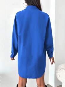 RueChic Cotton Rhinestone & Beaded Button Shirt - Royal Blue - View 2