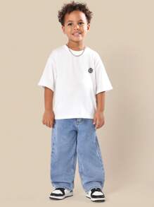 Quần jeans ống rộng dáng suông cổ điển SUMWON, kiểu dáng thoải mái, cạp cao, chất liệu denim, thời trang đường phố, trang phục thường ngày, xu hướng thời trang, size dành cho thanh thiếu niên, mùa thu đông, kỳ nghỉ. - Màu xanh lam - Xem 3