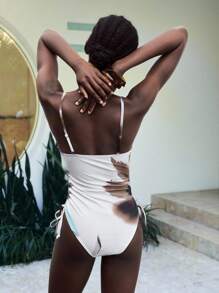 Maija 女士花卉印花侧抽绳连体泳衣，度假装 - 彩色 - 查看 2