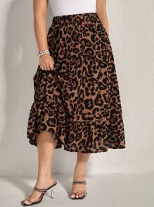 Comfylo Plus Size Vintage Printed Maxi Skirt Animal Print And Leopard Print Skirt Going Out Skirt Fall Clothes Clothes
