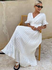 Livesso 女式V领收腰连衣裙，夏季