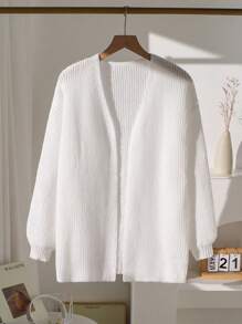 青少年女孩休闲基本款纯色落肩宽松前开衫