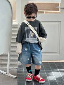 Dazy Kids Young Boys Size Denim Shorts - Medium Wash - View 2