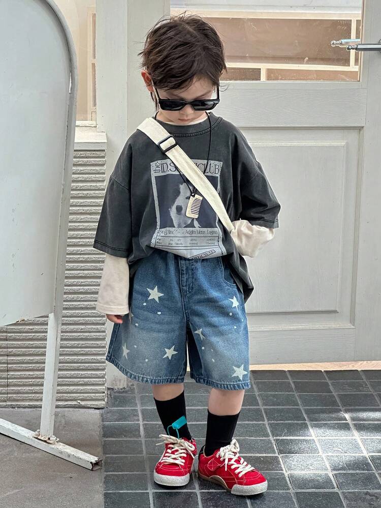 Dazy Kids Young Boys Size Denim Shorts - Medium Wash - View 2