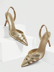 CUCCOO SZL 尖头高跟鞋时尚百搭女士休闲高跟鞋 - 金色 - 查看 2