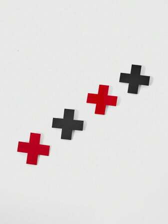 Anime 4 piezas Pinzas para el cabello de cruz minimalistas punk, pinzas para pato alic rojo y negro Baddie Y2K, accesorios de moda con diseño de nicho para uso diario
