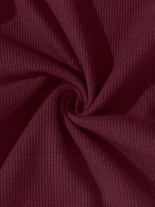 EURMUSE Men Letter Printed Waffle Fabric Regular T-Shirt & Pants Set - Burgundy - View 6