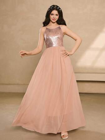 Vestido elegante de niña con flores para boda, para adolescentes, todas las estaciones - Vestido sin mangas con lentejuelas para mediados/largos, vestido de princesa elegante para niñas antes de los exámenes