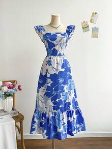 Soleia Váy maxi cổ vuông tay lửng họa tiết hoa, thích hợp cho mùa hè, ngày lễ, hẹn hò, ngày lễ tình nhân, tiệc trà chiều - Nhiều màu - Xem 6