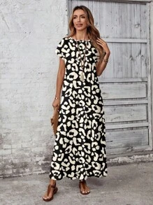 EMERY ROSE Váy nữ mùa hè họa tiết da báo đơn giản, đa năng, tối giản - Nhiều màu - Xem 6