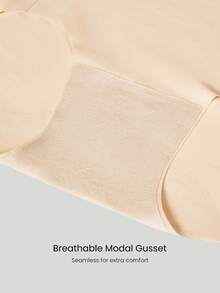 GLOWMODE 1 Pack Lightweight Breathable Sweat-Wicking Mid-Waist Full Coverage Seamless No-Show Underwear Daily Workout - Beige - View 5