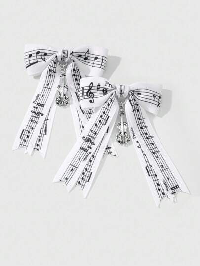 Anime 2 pezzi Elegante set di fermagli per capelli con stampa in bianco e nero a costine, stile retrò versatile e di alta qualità, con fiocco, per fai da te, adatto per donne e ragazze, ottimo regalo per le vacanze