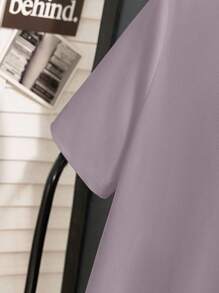 INAWLY Plus Size Women Fashion Tassel Trim T-Shirt For Summer - Purple - View 4