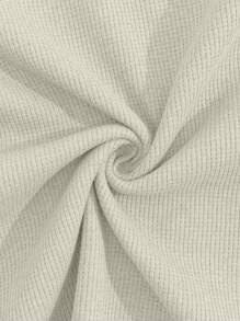 EURMUSE 100%Cotton Men Waffle Fabric Letter Printed Regular T-Shirt & Short Set - Beige - View 3