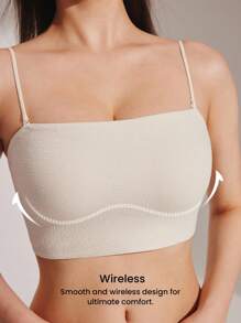 LUVLETTE Dream Curve 2ndSkin 无钢圈无缝内置文胸运动健身内衣外穿基本款自由式吊带背心套装舒适必备单品，也适合青少年女孩和儿童 - 淺灰色 - 查看 8