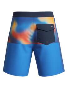 Quiksilver Highline Arch - Boardshorts, Men's Tie-Dye Summer Drawstring Contrast Color Casual Loose Beach Shorts - Blue - View 5