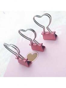 10pcs Pink Heart-Shaped Paper Clips, Ideal For Organizing Paper, Notes, Photos And Documents - Office, Home, School And Craft Supplies - Pink - View 14