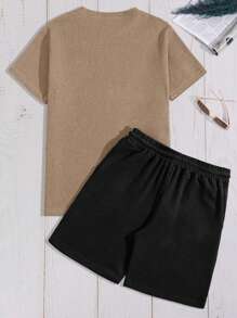 EURMUSE Bộ áo phông tay ngắn và quần short họa tiết ô vuông cổ điển dành cho nam 100% cotton - Nhiều màu - Xem 2