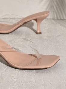 SHUZIA 女士简约透明 PU 人字跟凉鞋 - 無色 - 查看 2