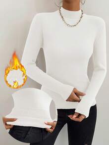 Chiquease Women Stand Collar Long Sleeve Casual Fleece Sweater Fall Winter Cloth For Women - White - View 7