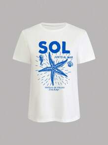 INAWLY 2 件女士休闲宽松印花短袖上衣和抽绳短裤套装 - 彩色 - 查看 3