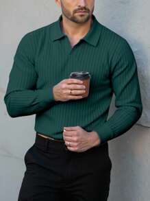 Manfinity Homme Áo thun polo tay dài màu trơn đa năng thường ngày cho nam Áo thun polo nam màu xanh lá cây đậm, Áo thun polo nam màu trơn, tay ngắn, thường ngày & thời trang, phù hợp cho mùa thu Áo thun polo cho nam Áo thun polo cho nam Quần áo nam Áo thun polo nam, Áo thun polo tay ngắn dệt kim jacquard họa tiết hình học cao cấp cho nam, Áo thun chơi golf, Áo thun polo, Mùa thu - màu xanh lá - Xem 4