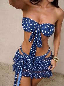 Swim Chiccia Basics Women Sexy Tie Dye Printed Bandeau Bikini Set