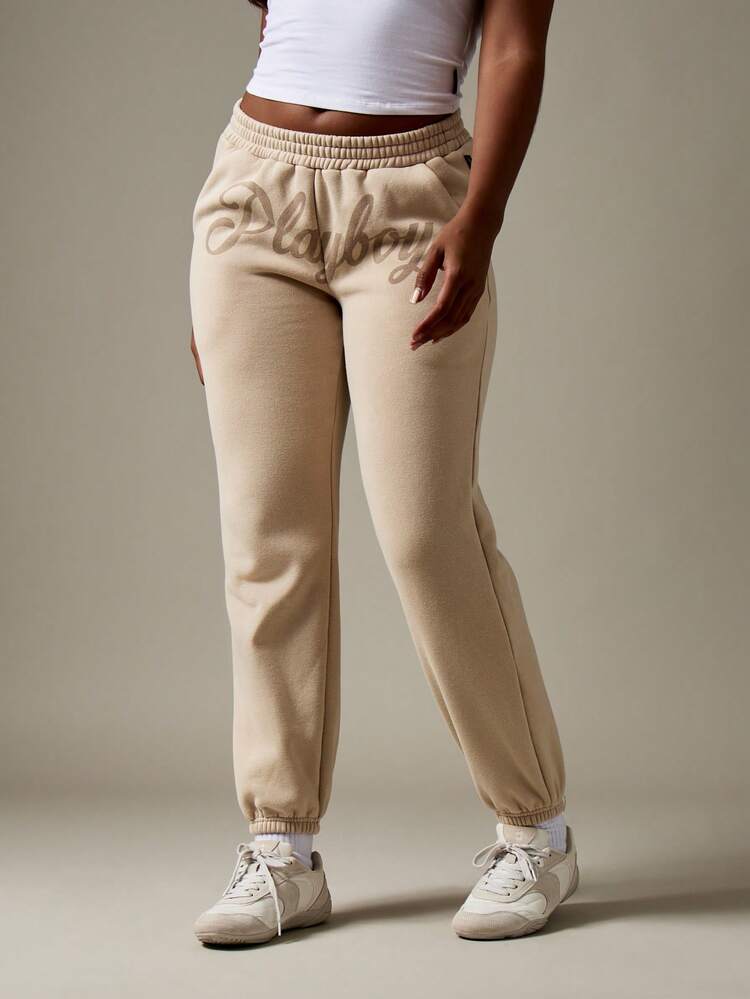 Missguided x Playboy Premium Fleece Jogger Sweatpants High Waisted Ankle Cuff Lounge Bottoms For Comfort Casual Fall Winter Streetwear