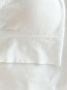 SHEIN Genkimix Kids 3 PiecesWhite Simple & Fashion Solid Color Bralette With Padding For Teenage Girls Fall Winter - White - View 4