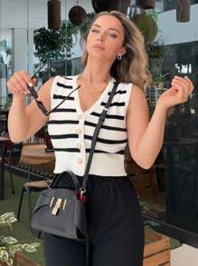 Jeta Ari BOLSA COM ALÇA SUPERIOR DETALHADA FASHION LOCK - Preto - Ver 2