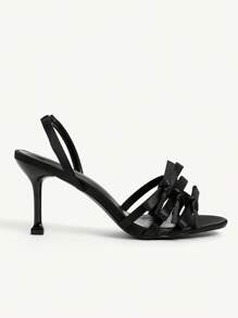 CUCCOO CHICEST 女士时尚珍珠脚链红色高跟凉鞋 - 黑色 - 查看 7