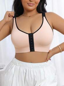 SHEIN Set de 3 piezas de sujetador deportivo con cierre delantero y bloques de color, mallas, top corto para yoga para mujer talla grande, resistente a los saltos, ropa de gimnasio, fitness y carrera - Multicolor - Ver 4