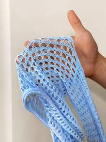 BamGleam 女士镂空网眼短款上衣，露肩