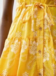 Maija 2025 Spring & Summer New Casual Fashion Vacation Comfortable Women Short Dress, Suitable For Music Festival, Beach Vacation, Daily Casual, Romantic, Urban Vacation, Gathering, Wedding Guest, Graduation, Beach, Bohemian Style, Ibiza Holiday, Summer Vacation, Dopamine Vacation, Vacation Style, Exotic Atmosphere, Country Music Festival, Western Style Romantic, Fashion, Versatile; Suitable For Summer Vacation, Comfortable, Bohemian Style, Beach Wear, Swimsuit Cover-Up, Stylish, Elegant, Casual, , Simple Daily Wear, Country Style, Essential, Solid Color, Holiday Casual, Decent, Single Lady, Ideal For Vacation Elegant Fashion Business Casual Woman Going Out Tops Graduation Outfit European Summer Hawaii Outfits Women Summer Dresses For Women Streetwear Women Stockholm Style Teacher Outfits For Women - Yellow - View 4