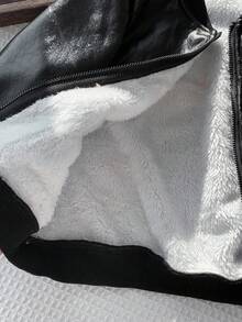 SHEIN Young Boys' Black Casual Thick Thermal Lined Padded Jacket, Versatile For Back To School Season, Autumn/Winter Fall - Black - View 10