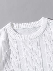 青少年男孩粗针织圆领长袖宽松休闲毛衣