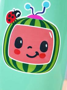 CoComelon X SHEIN 12oz / 360 Ml Cartoon Pattern Insulated Cup With Straw And Spill-Proof Lid, Suitable For Travel, Tourism, And School - Green - View 7