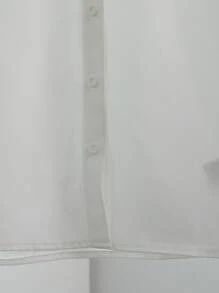 SHEIN 女孩休闲优雅都市通勤学校宽松一字肩无袖背心运动衫和蓝色长袖衬衫裙两件套，适合秋季、冬季、学校、毕业、日常穿着， - 白色 - 查看 7