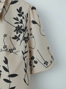 SHEIN Clasi 2 Pieces Set Includes: Women Holiday Casual All Over Floral Print Shirt Dress - Apricot - View 7