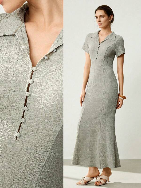 Uhlyne Women Textured Elegant Fitted Knit Dress, Autumn