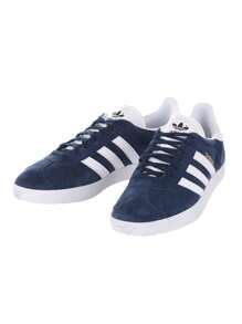 Adidas 男士休闲户外舒适简约条纹系带运动鞋 - 藏蓝色 - 查看 2