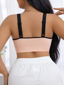 SHEIN Set de 3 piezas de sujetador deportivo con cierre delantero y bloques de color, mallas, top corto para yoga para mujer talla grande, resistente a los saltos, ropa de gimnasio, fitness y carrera - Multicolor - Ver 2